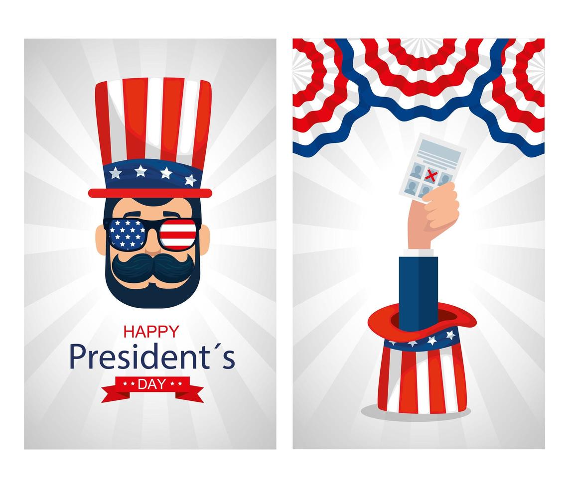 Mann Cartoon von USA Happy Presidents Day Vector Design