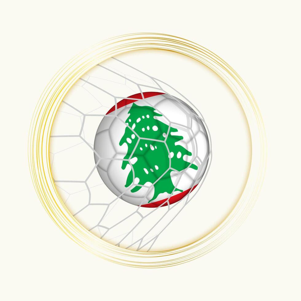 libanon scoring mål, abstrakt fotboll symbol med illustration av libanon boll i fotboll netto. vektor