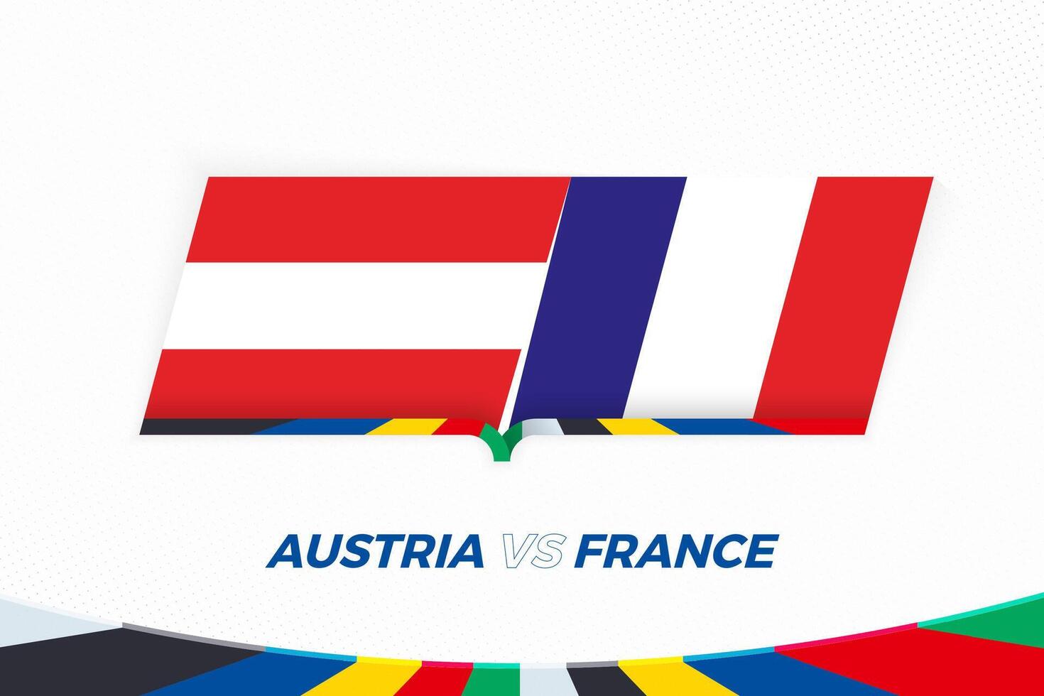 Österreich vs. Frankreich im Fußball Wettbewerb, Gruppe d. gegen Symbol auf Fußball Hintergrund. vektor