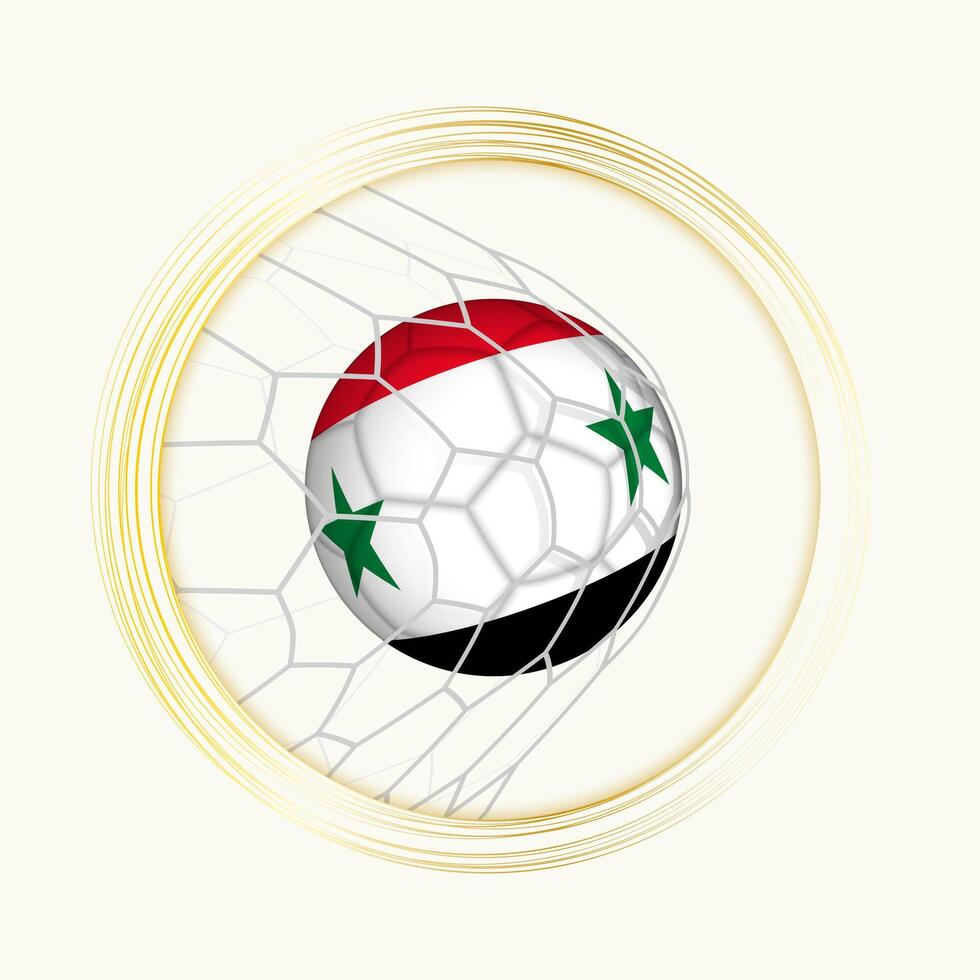 syrien scoring mål, abstrakt fotboll symbol med illustration av syrien boll i fotboll netto. vektor