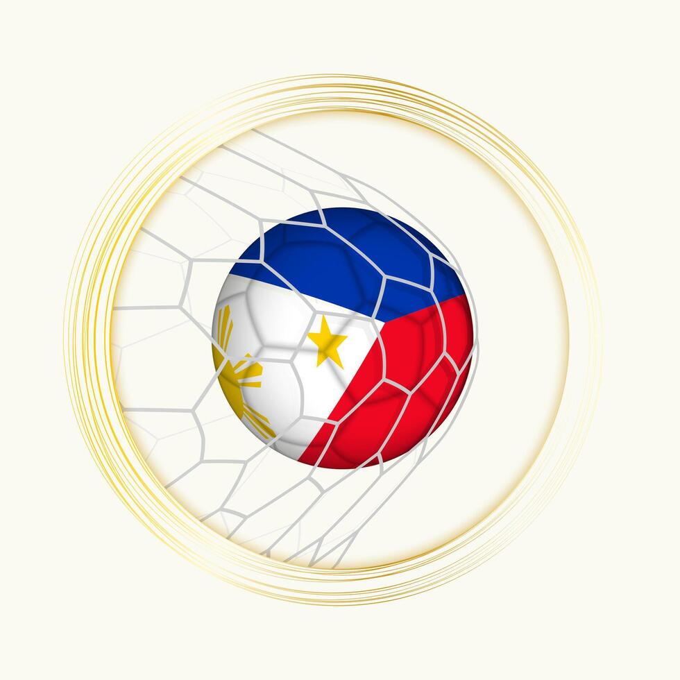 filippinerna scoring mål, abstrakt fotboll symbol med illustration av filippinerna boll i fotboll netto. vektor