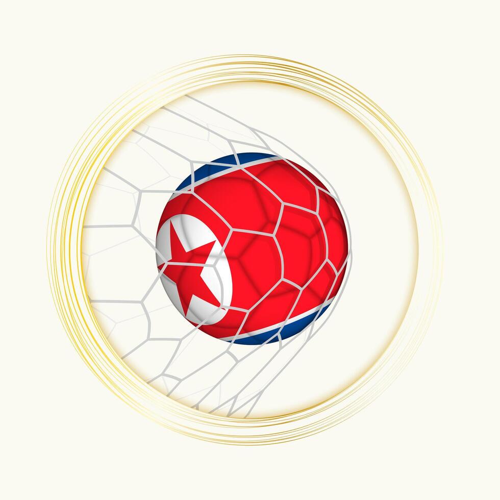 norr korea scoring mål, abstrakt fotboll symbol med illustration av norr korea boll i fotboll netto. vektor