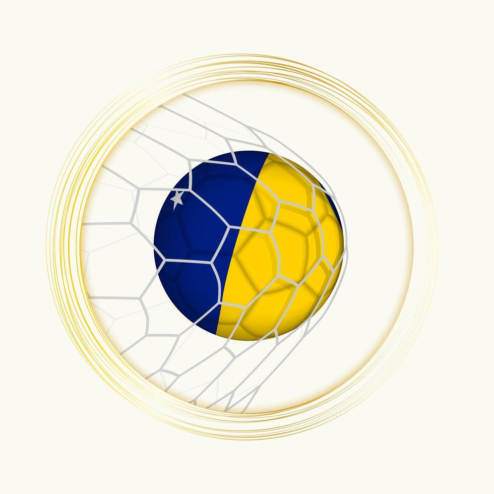 tokelau Wertung Ziel, abstrakt Fußball Symbol mit Illustration von tokelau Ball im Fußball Netz. vektor