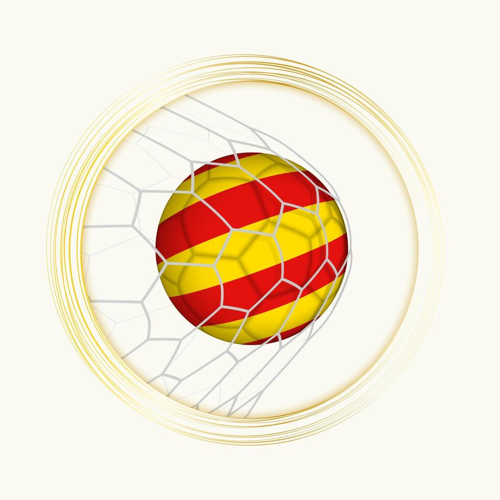 catalonia scoring mål, abstrakt fotboll symbol med illustration av catalonia boll i fotboll netto. vektor