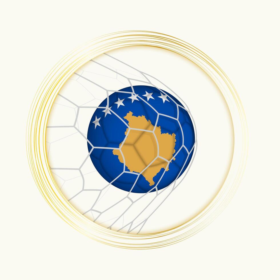 kosovo Wertung Ziel, abstrakt Fußball Symbol mit Illustration von kosovo Ball im Fußball Netz. vektor