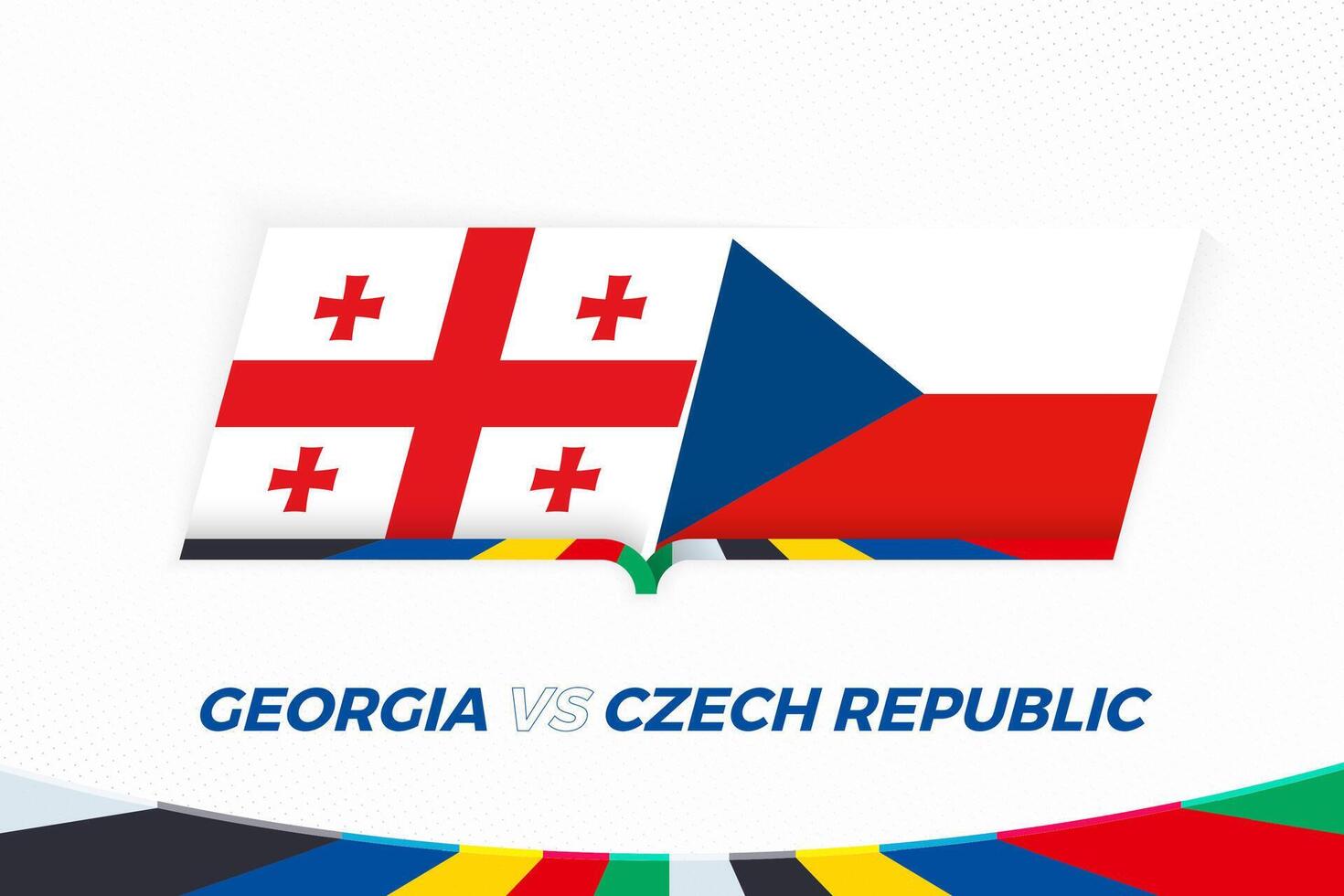 Georgia vs. Tschechisch Republik im Fußball Wettbewerb, Gruppe f. gegen Symbol auf Fußball Hintergrund. vektor
