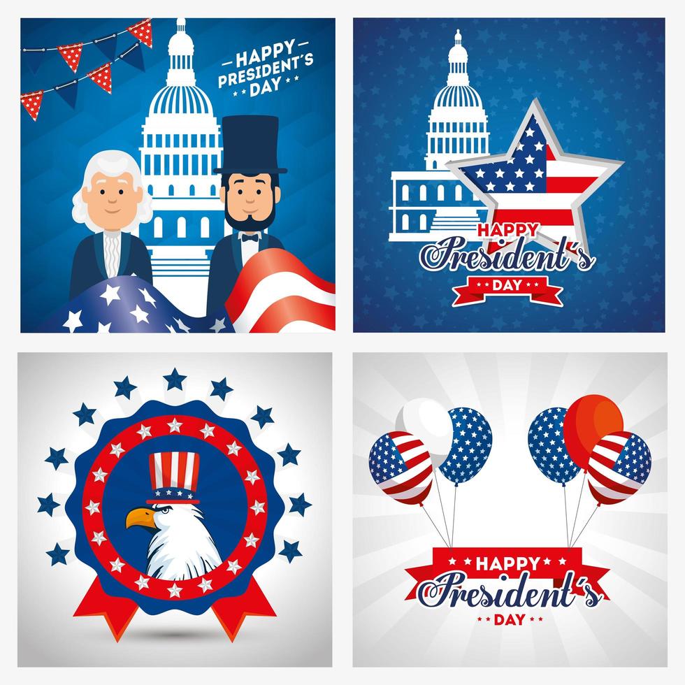 Männer Avatare Cartoons von USA Happy Presidents Day Vector Design