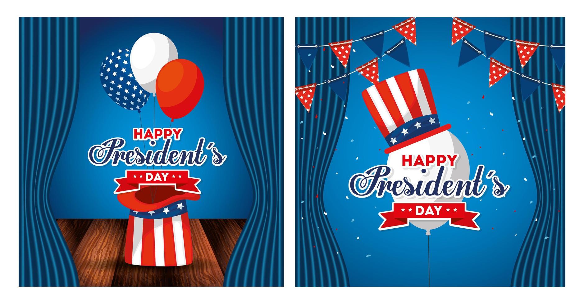 Hüte und Ballons von USA Happy Presidents Day Vector Design