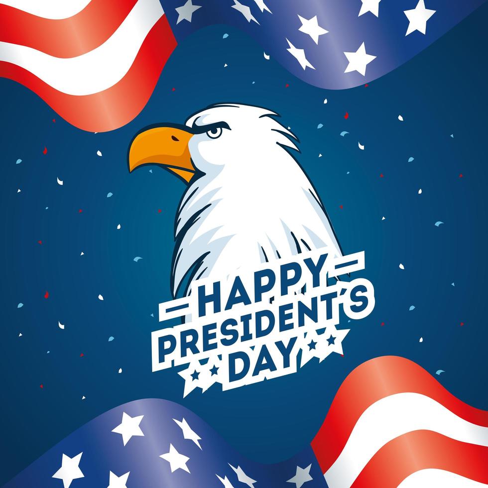 örn och USA:s flagga glad presidents dag vektordesign vektor