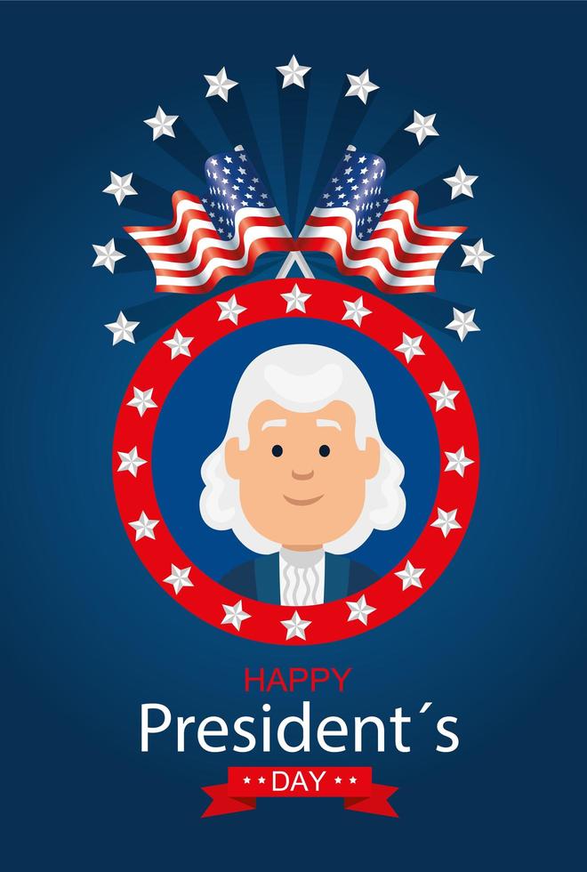 man avatar tecknad av USA glada presidenter dag vektor design