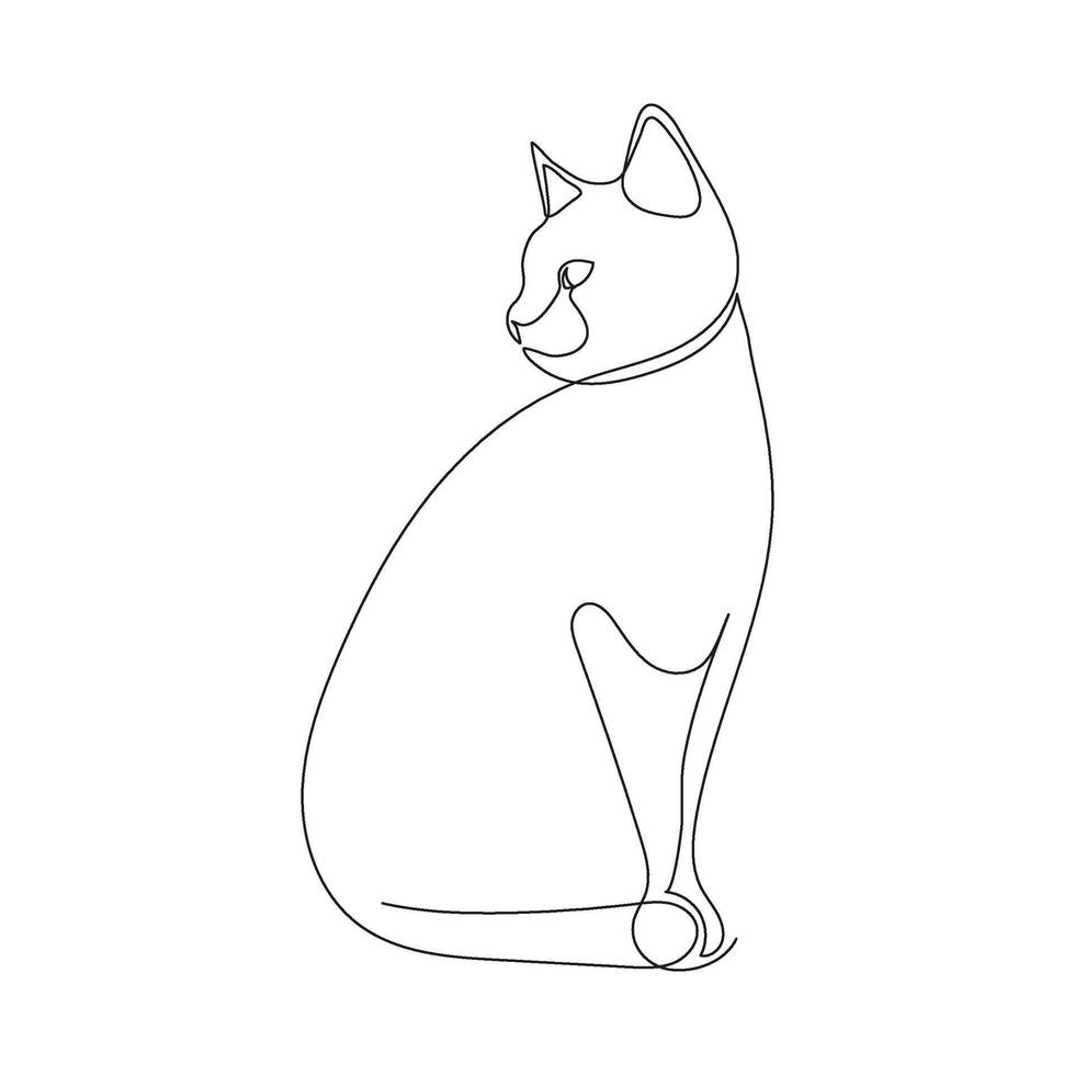 Katze Sitzung, einer kontinuierlich Linie Zeichnung. einfach minimalistisch abstrakt Tier. Hand gezeichnet Silhouette von Haustier Katze. Gliederung Illustration vektor