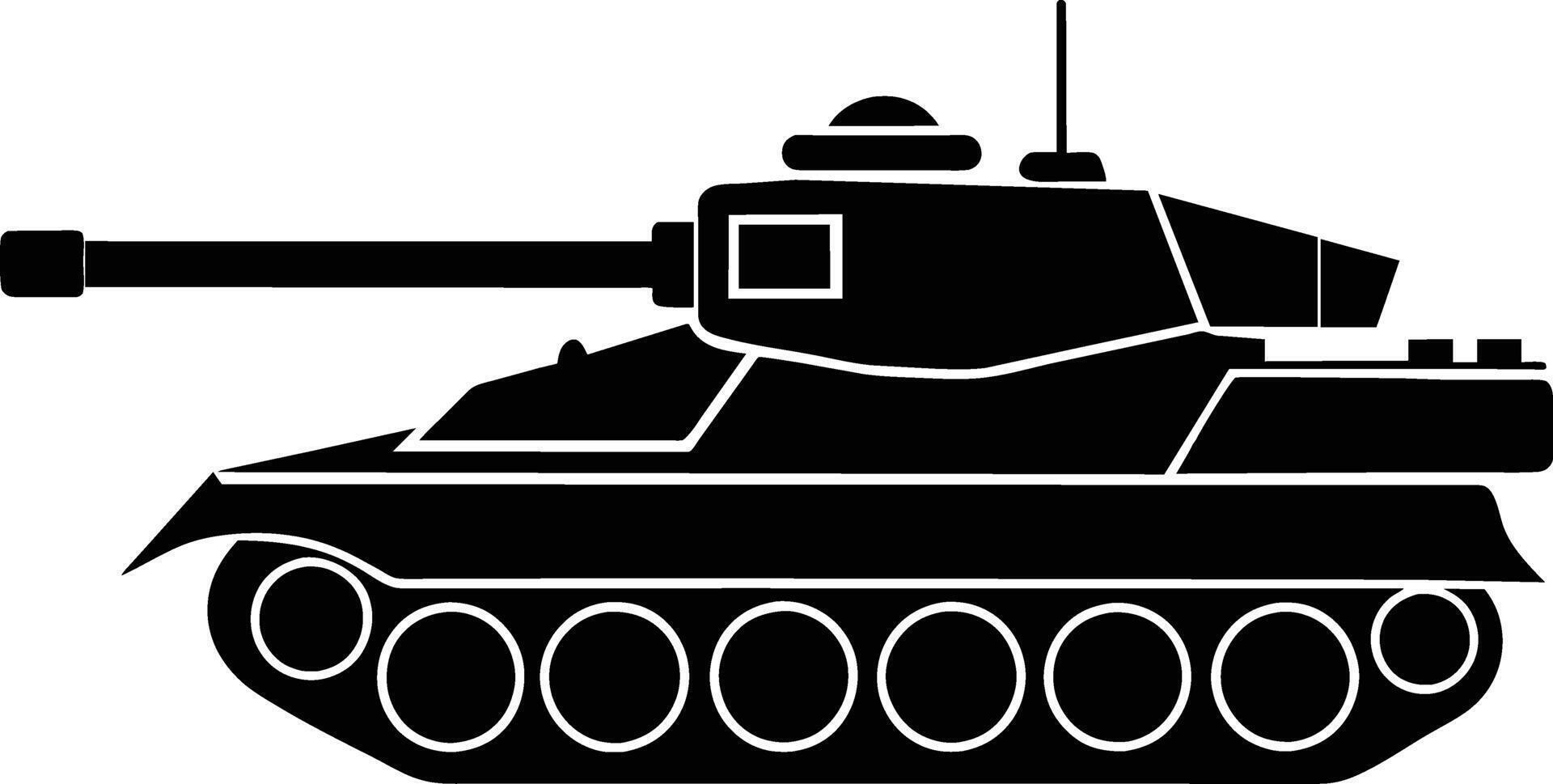 schwarz Panzer Silhouette auf Weiß Hintergrund vektor