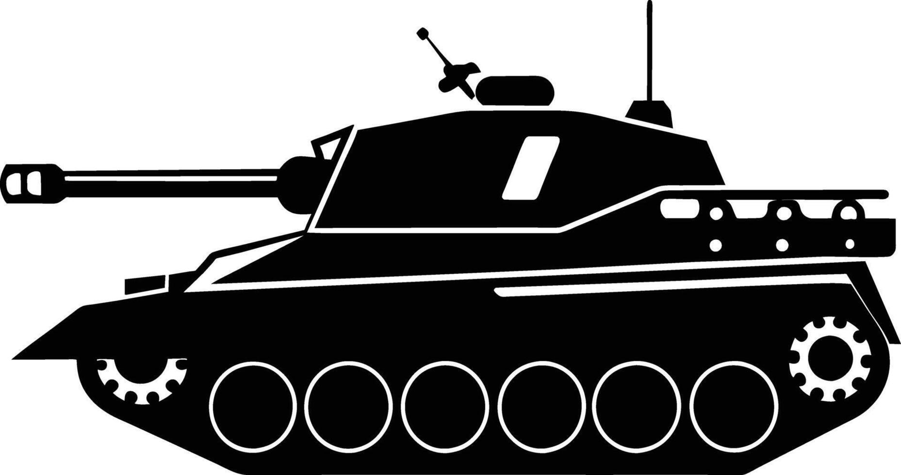 schwarz Panzer Silhouette auf Weiß Hintergrund vektor