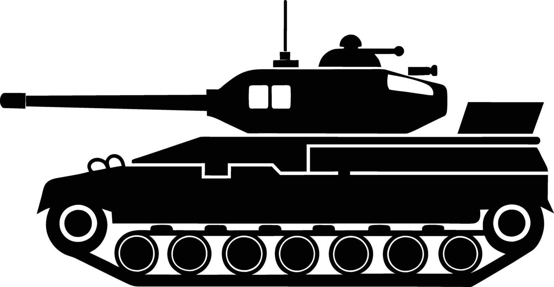 schwarz Panzer Silhouette auf Weiß Hintergrund vektor