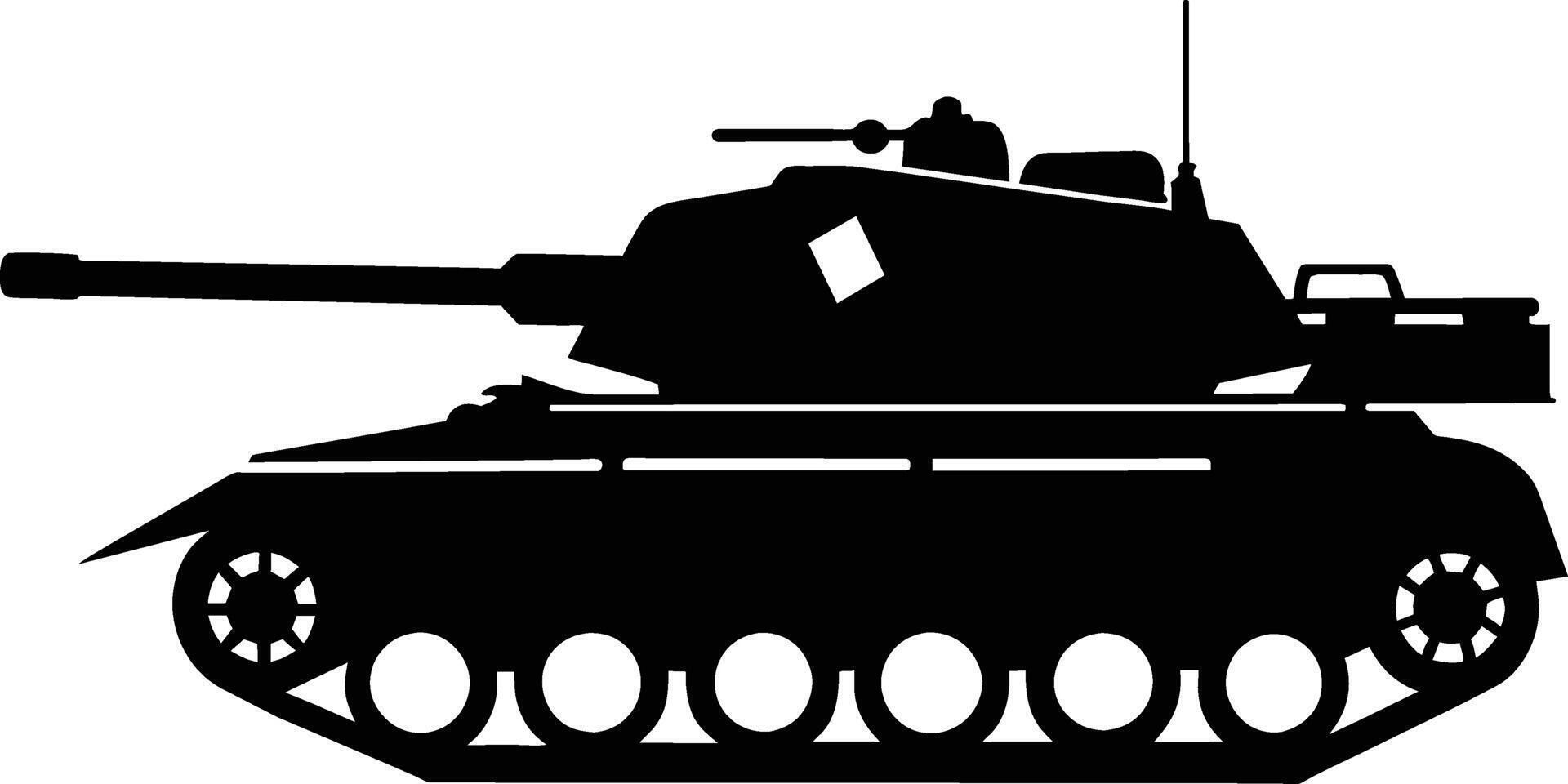 schwarz Panzer Silhouette auf Weiß Hintergrund vektor