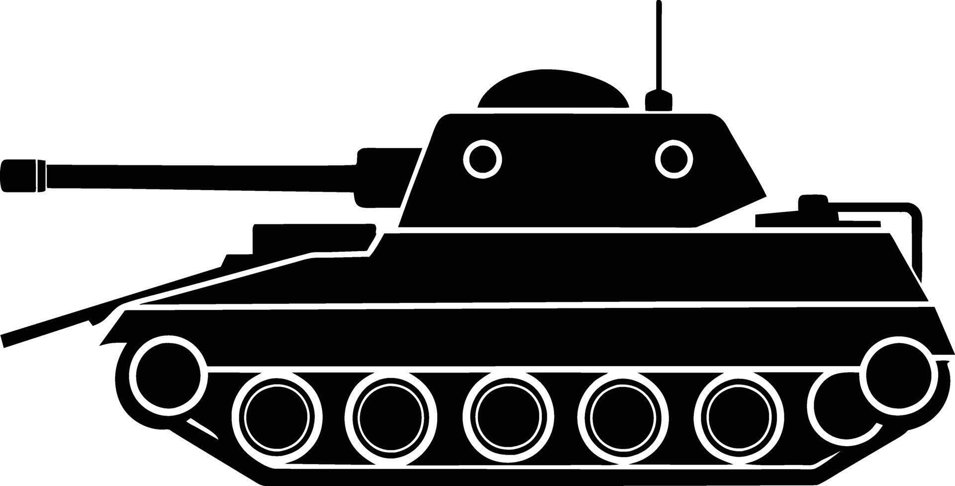 schwarz Panzer Silhouette auf Weiß Hintergrund vektor