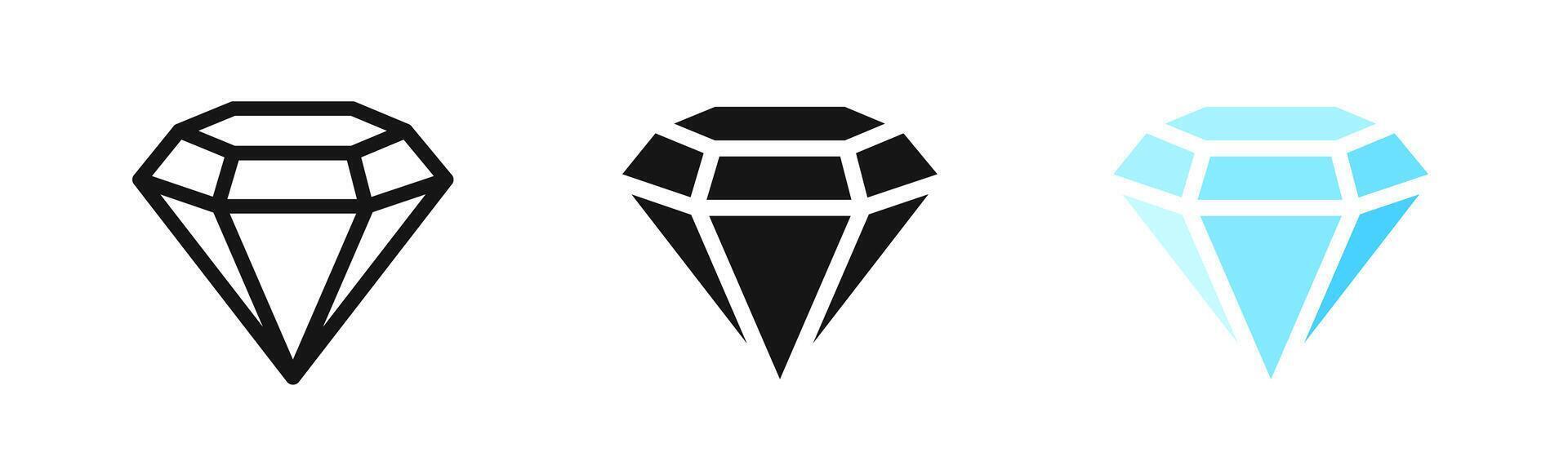 diamant ikoner. kristall ikon uppsättning. ädelsten ikon samling. eps 10 vektor
