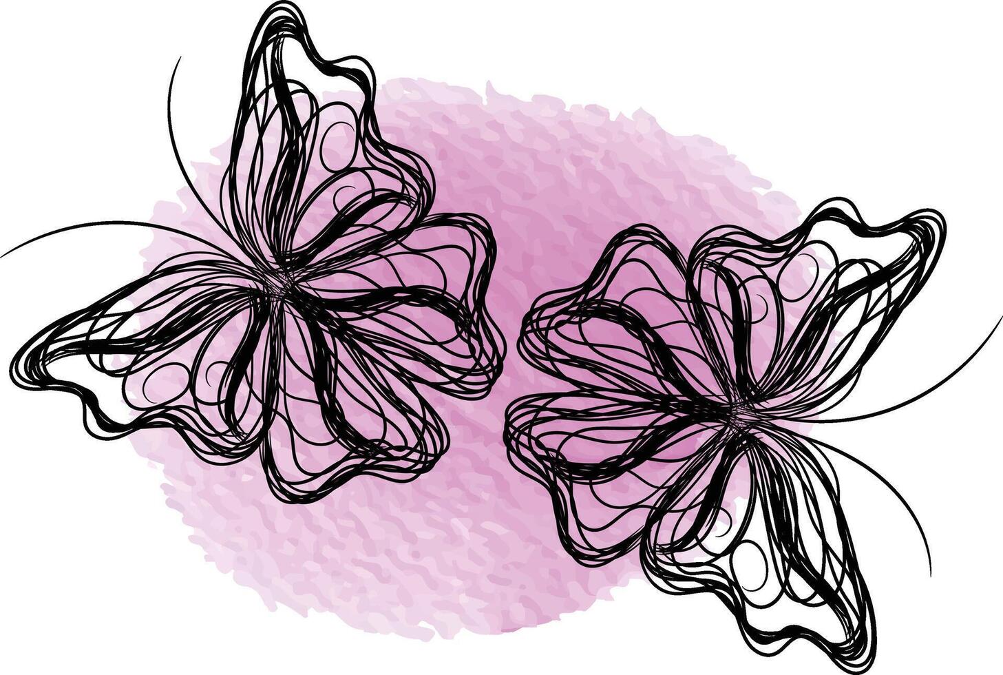 Schmetterlingsumriss mit gezeichneter Detailsammlung vektor