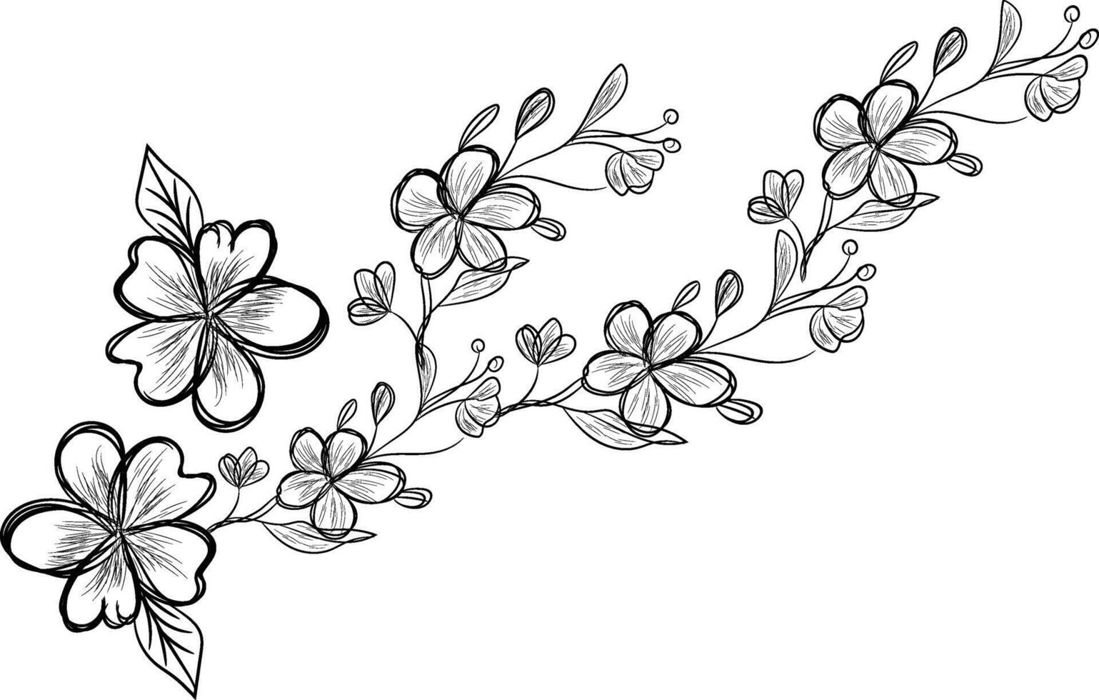 Hand gezeichnet eben Design einfach Blume Gliederung vektor