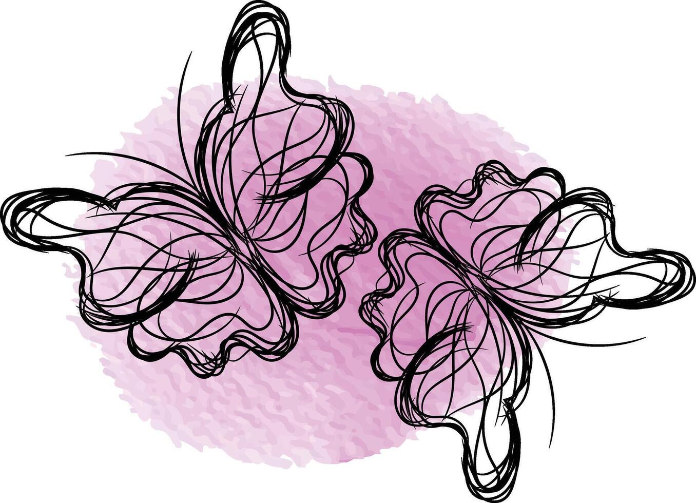 Schmetterlingsumriss mit gezeichneter Detailsammlung vektor