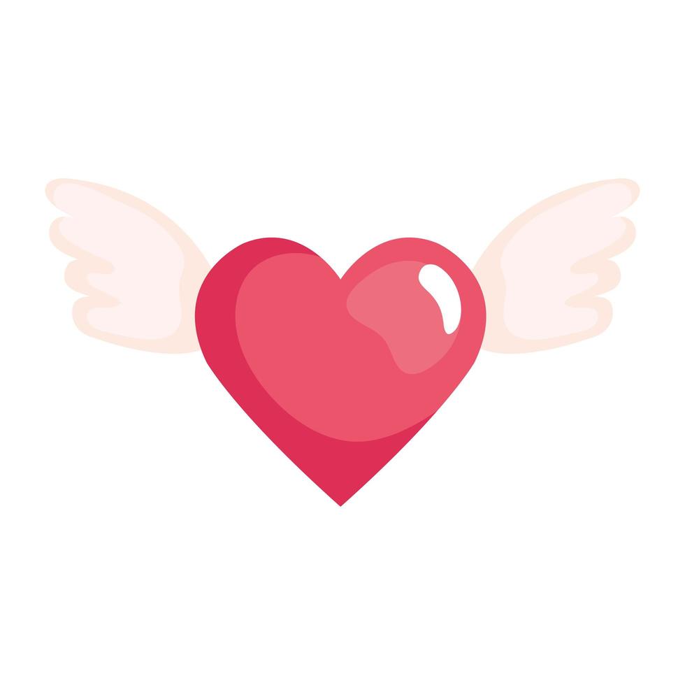 süßes Herz mit Flügeln isolierte Symbol vektor