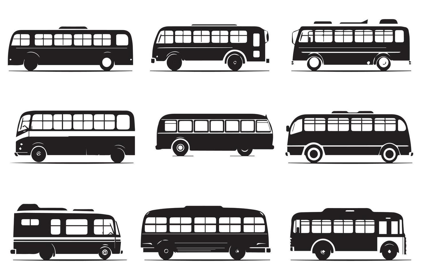 Bus Symbole einstellen auf Weiß Hintergrund vektor