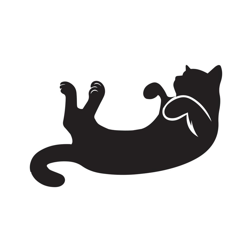 katt - en katt i avslappnad illustration i svart och vit vektor