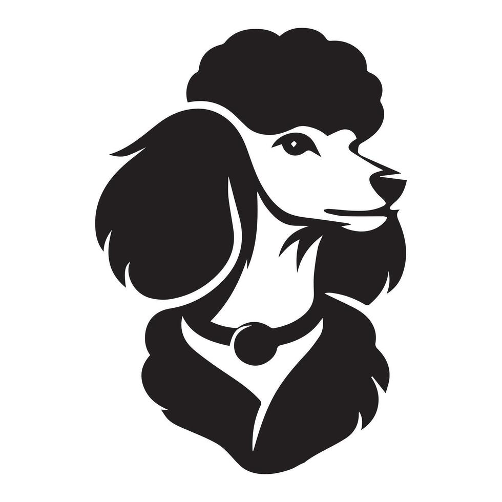 pudel hund logotyp - en självsäker pudel hund ansikte illustration i svart och vit vektor