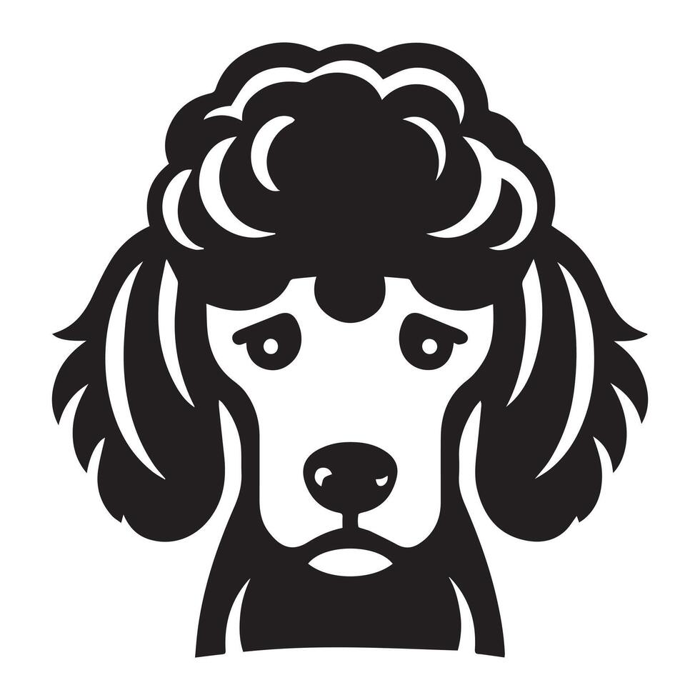 Pudel Hund - - ein melancholisch Pudel Hund Gesicht Illustration im schwarz und Weiß vektor