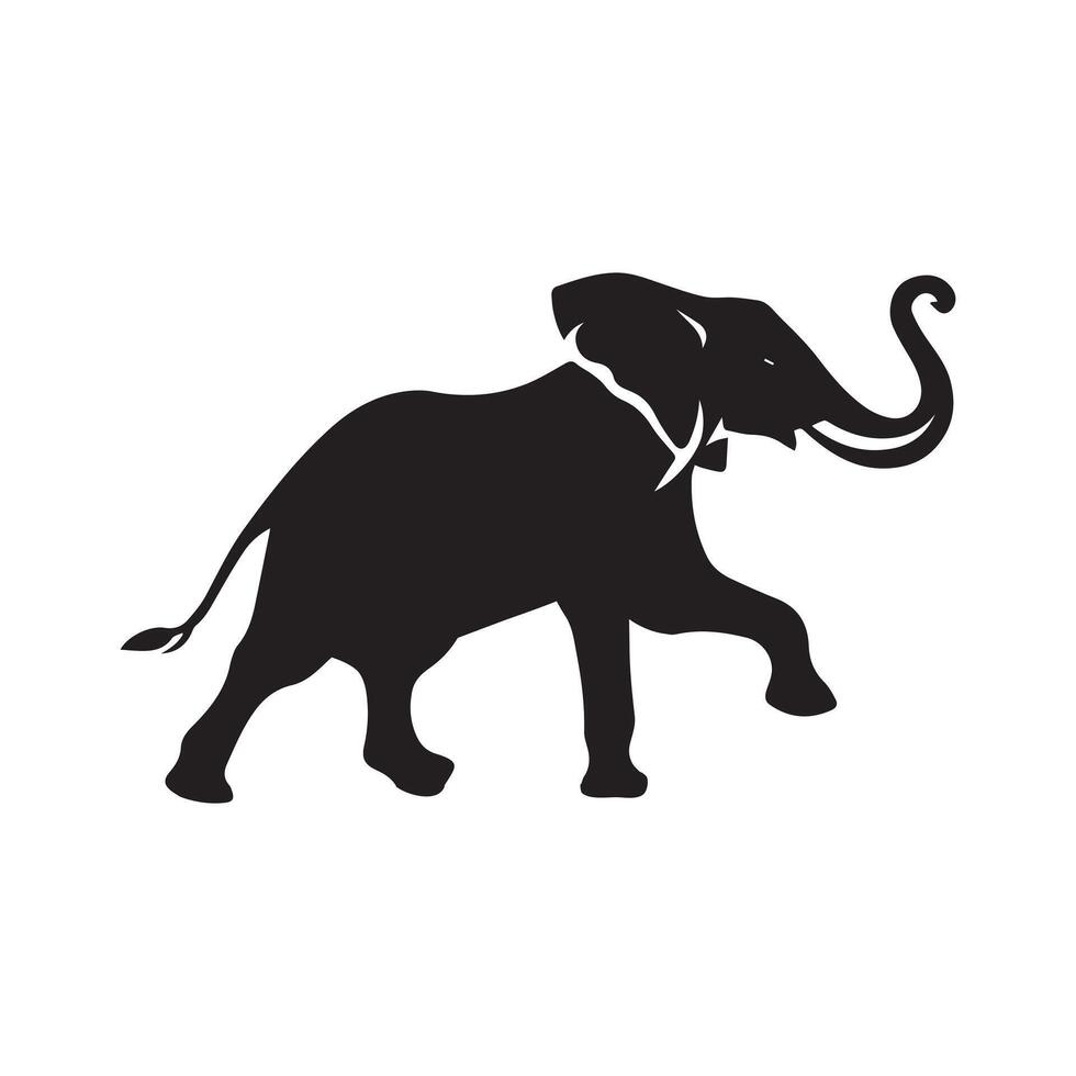 elefant silhuett - en Lycklig elefant illustration på en vit bakgrund vektor