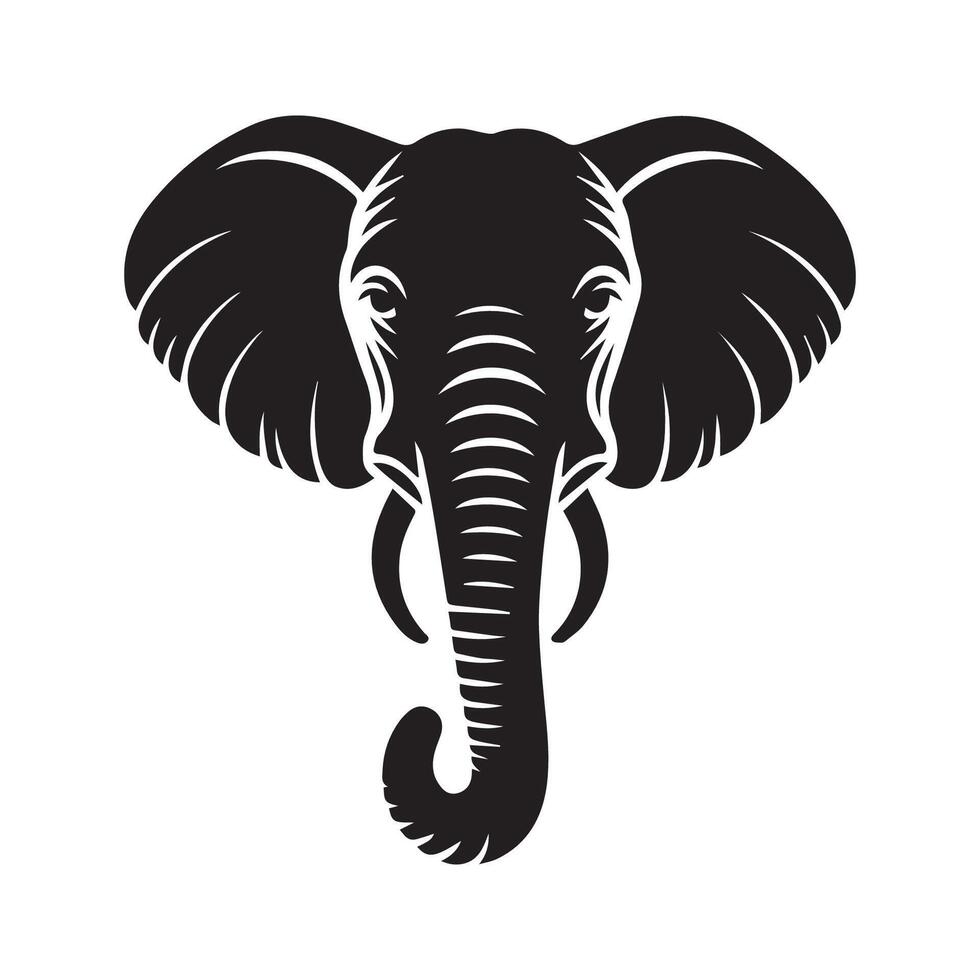 avslappnad elefant ansikte silhuett på en vit bakgrund vektor