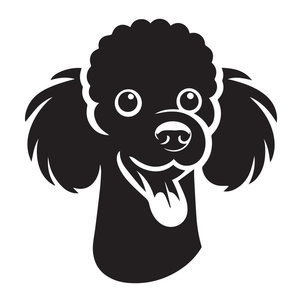 Pudel Hund - - ein spielerisch Pudel Hund Gesicht Illustration im schwarz und Weiß vektor
