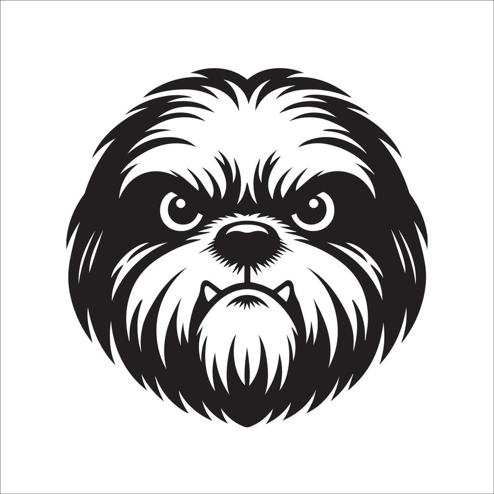 ein shih tzu Hund Teufel Gesicht Illustration im schwarz und Weiß vektor