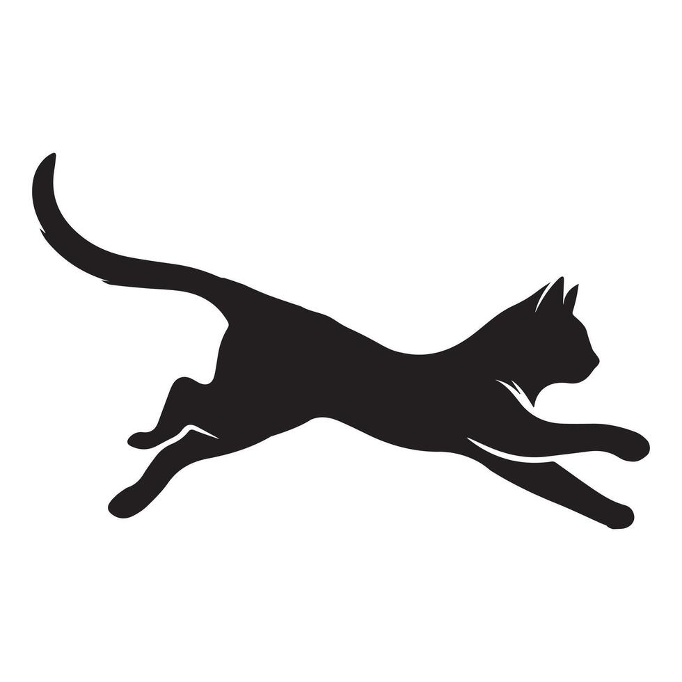 katt silhuett - en löpning katt illustration på en vit bakgrund vektor