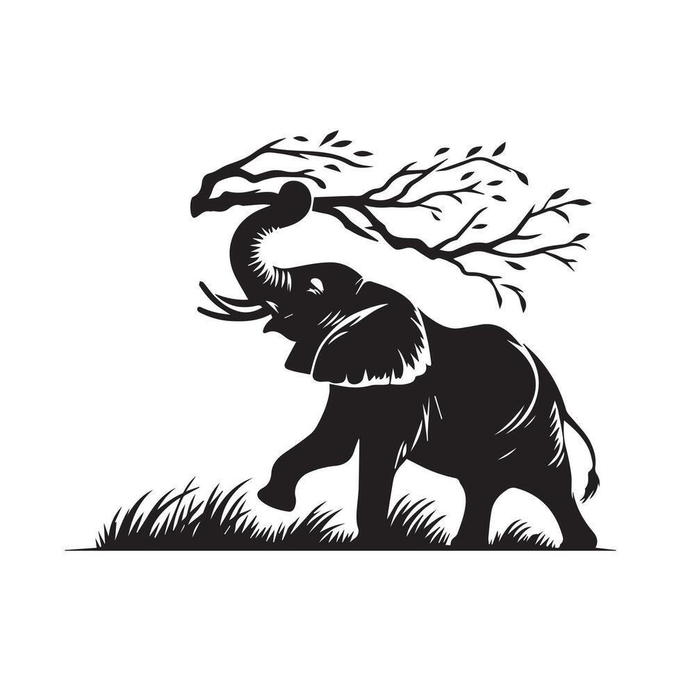 Elefant - - ein Wald Elefant Illustration im schwarz und Weiß vektor