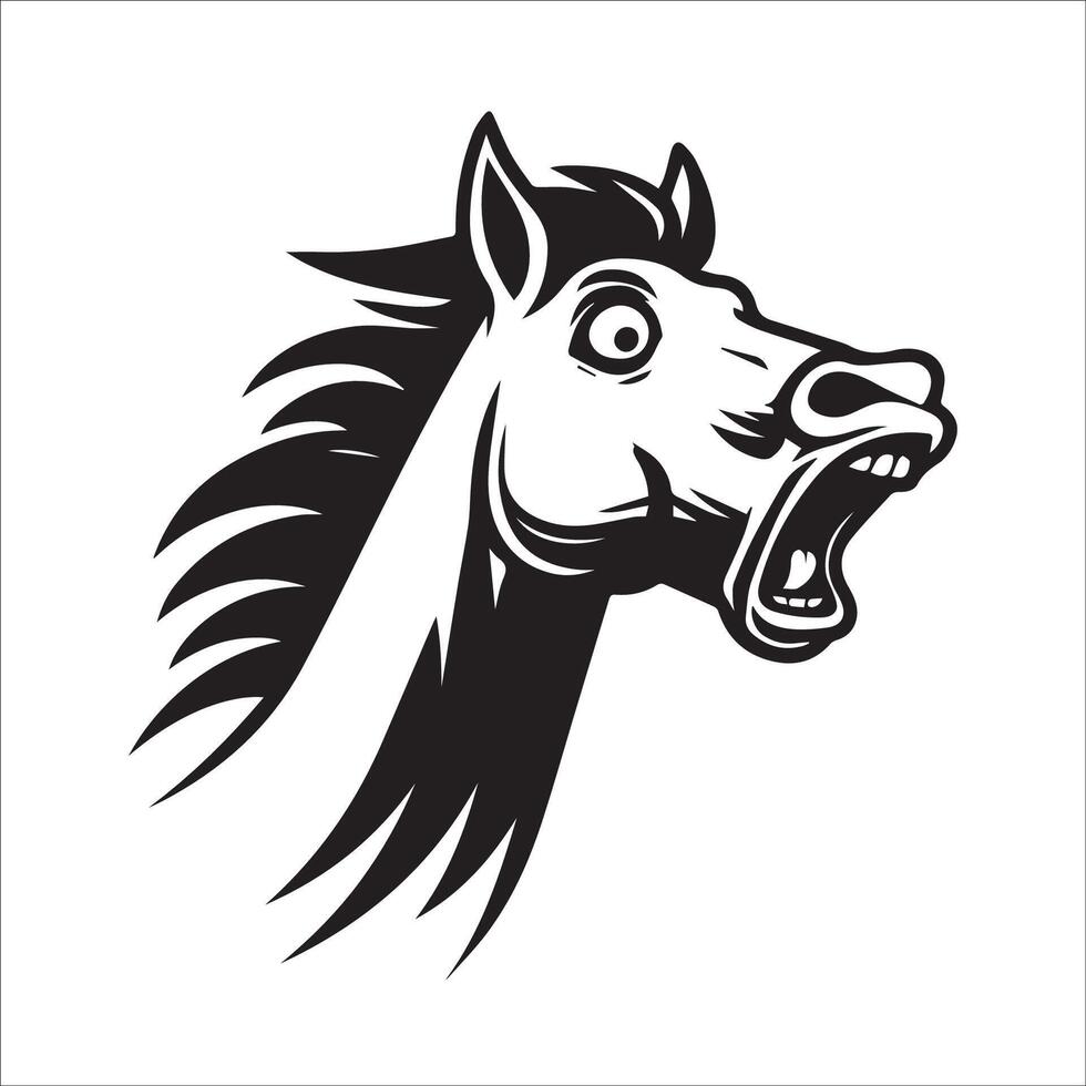 Pferd Gesicht - - erschrocken Pferd Gesicht Illustration Logo Konzept vektor