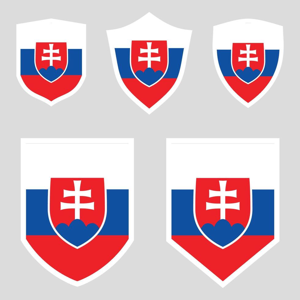 uppsättning av slovakia flagga i skydda form vektor