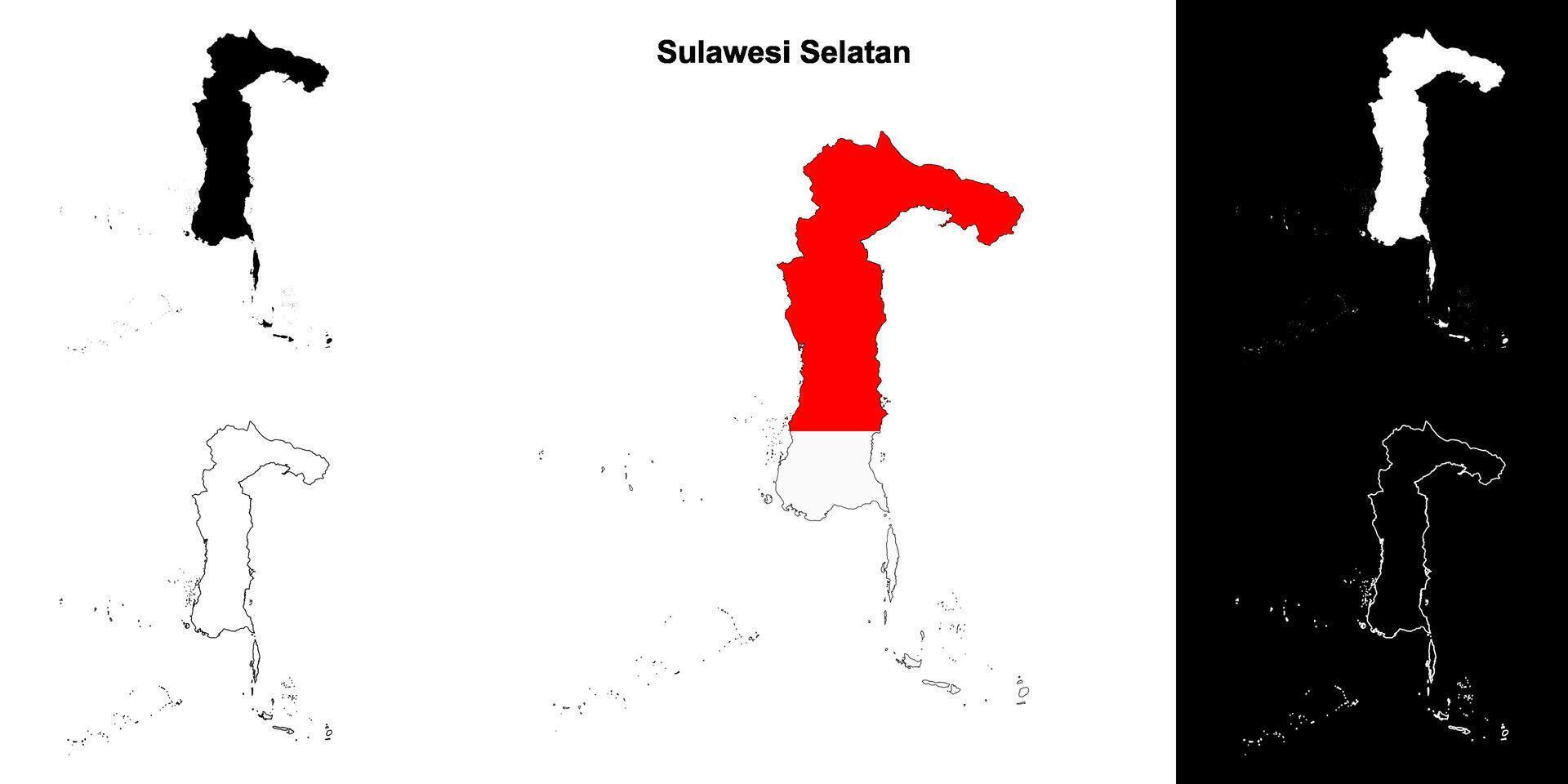 sulawesi selatan provins översikt Karta uppsättning vektor