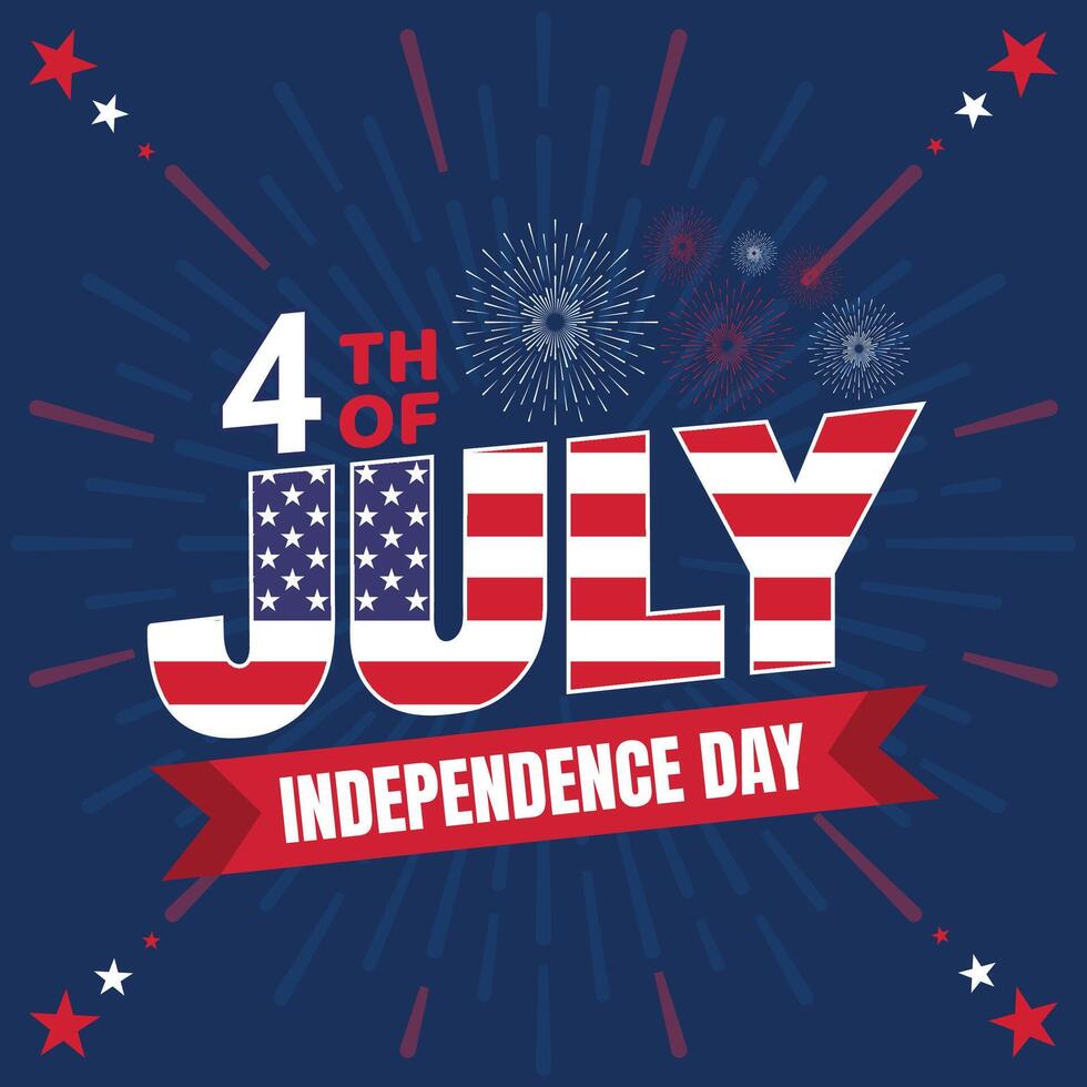 amerikanisch Unabhängigkeit Tag 4 .. von Juli Typografie Hintergrund oder T-Shirt Design mit USA Flagge. vektor