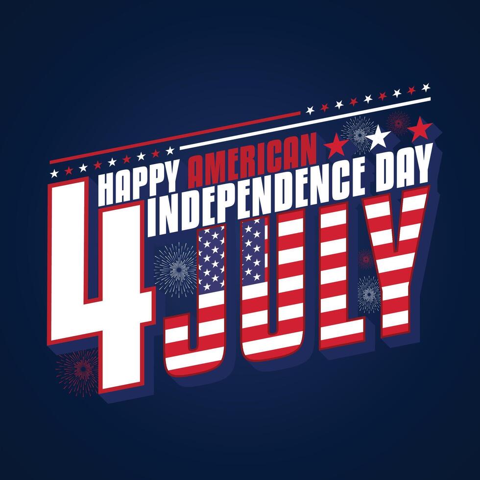 4 .. von Juli amerikanisch Unabhängigkeit Tag Typografie Banner oder Gruß vektor