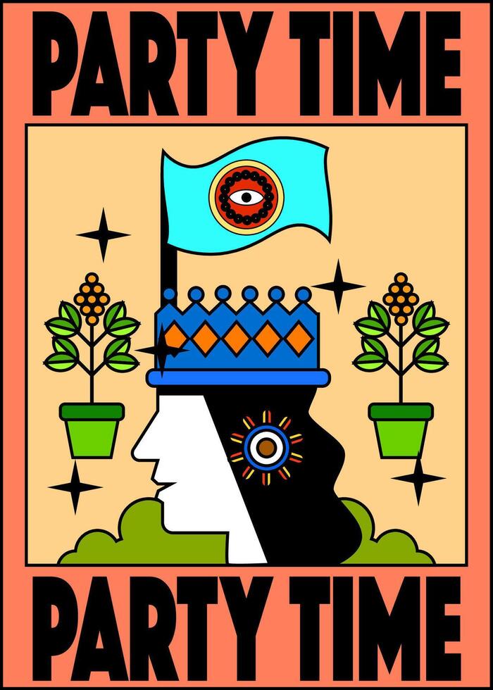 Party Zeit Illustration zum Hintergrund, Banner, Poster, Flyer, Vorlage, Design, usw vektor