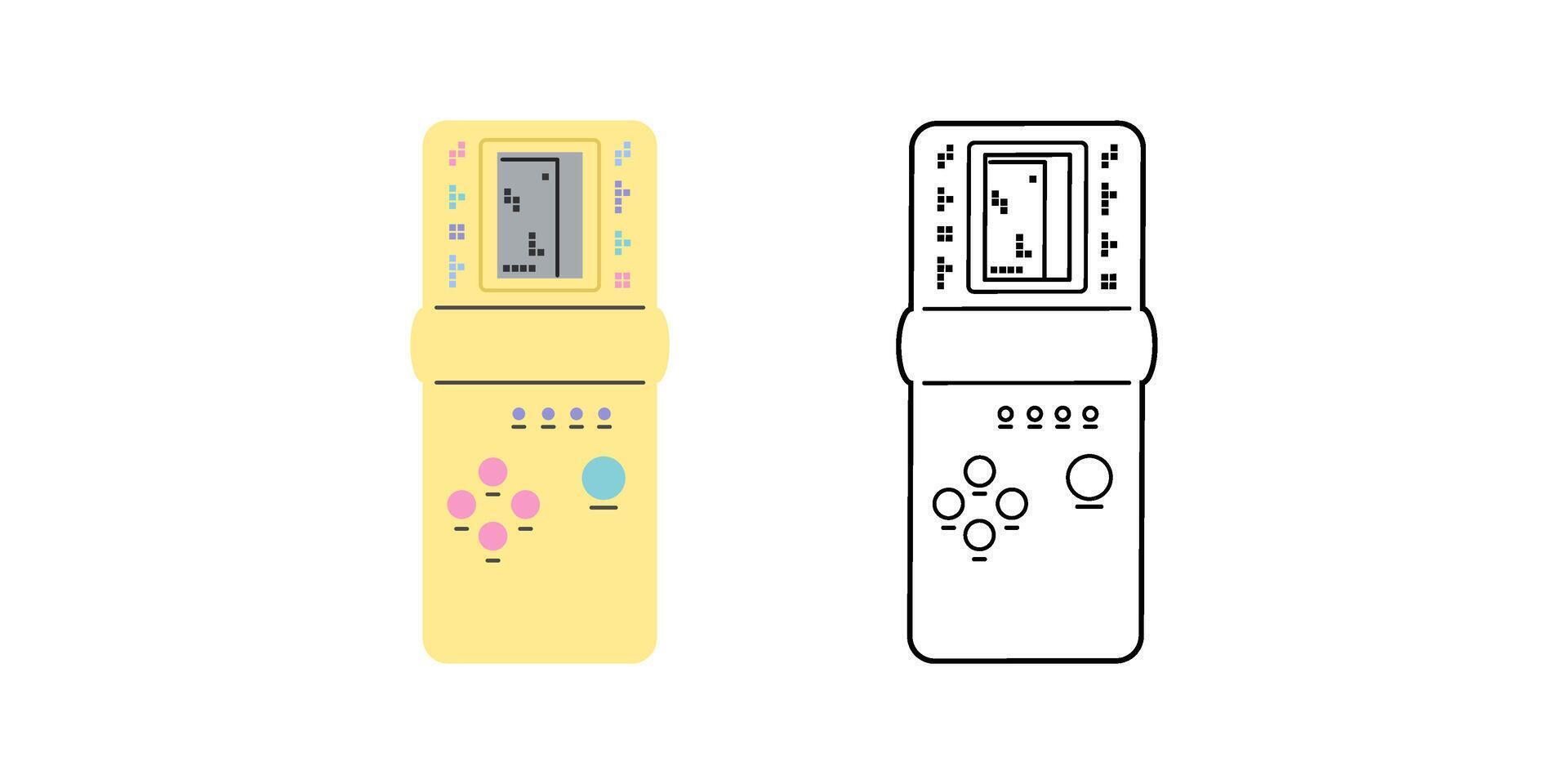 klassisk y2k, 90s och 2000-talet estetisk. platt och översikt stil retro spel trösta, årgång element. ritad för hand illustration. lappa, klistermärke, bricka, emblem. vektor