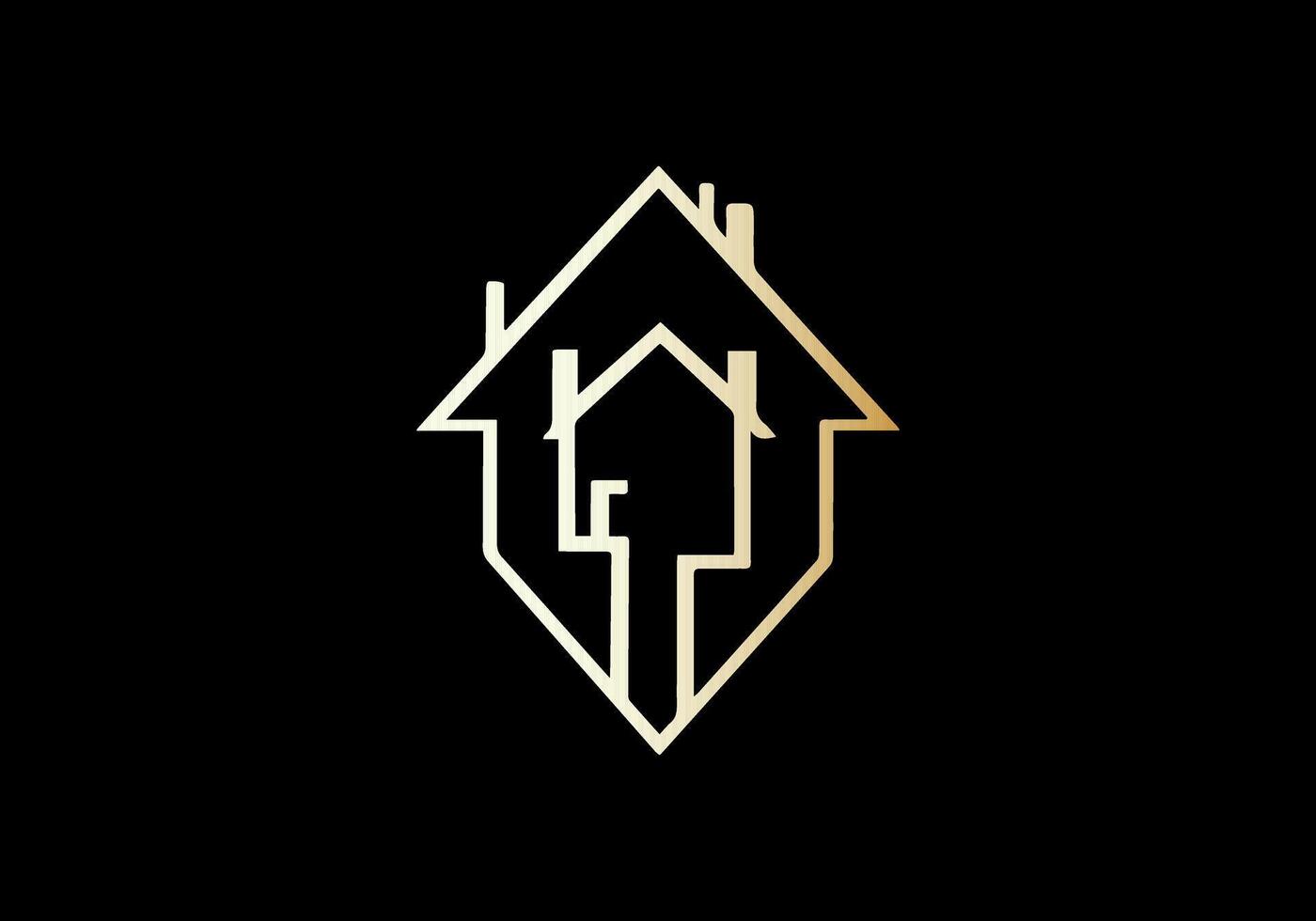 Luxus Haus Logo Vorlage mit Gold Farbe vektor