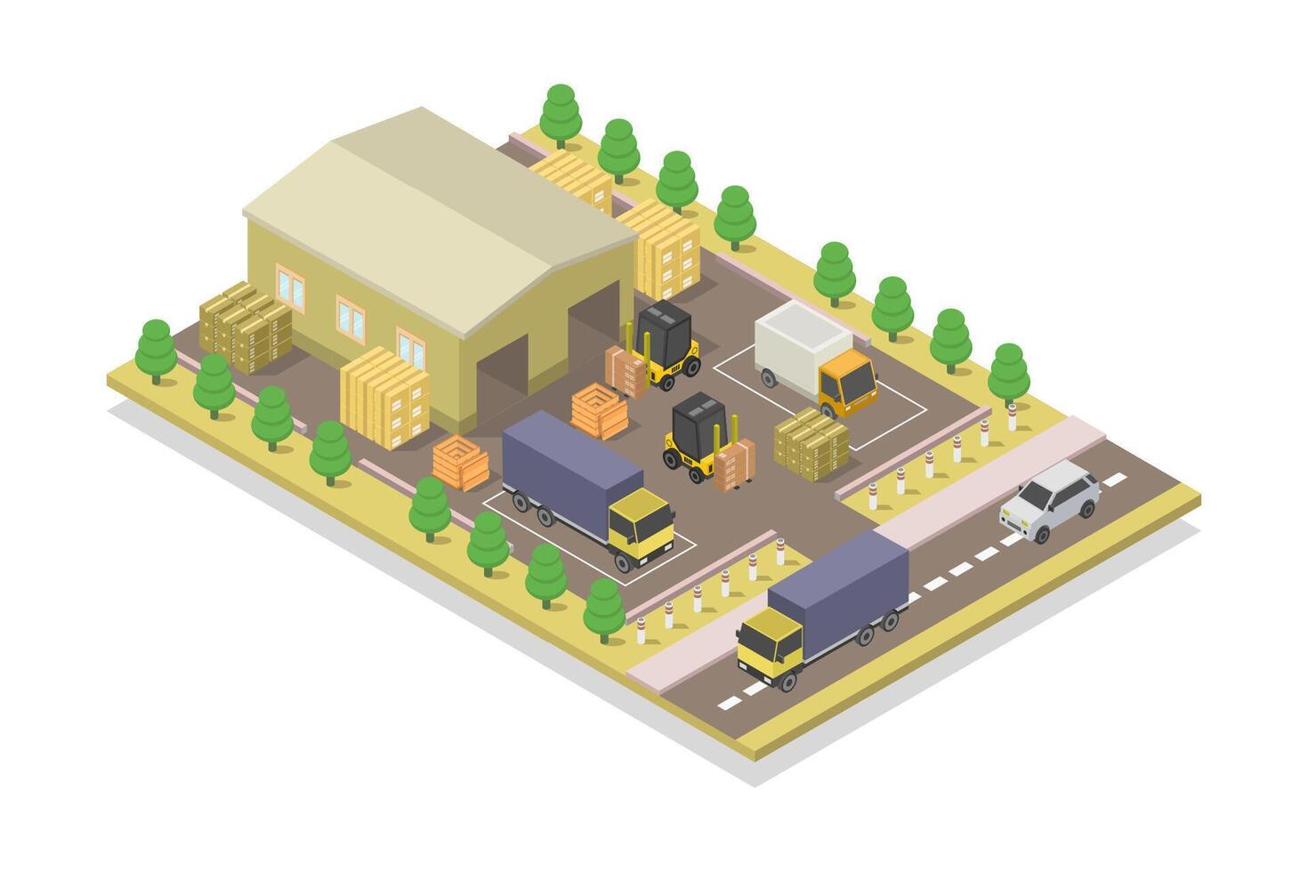 isometrisches Lager auf weißem Hintergrund vektor