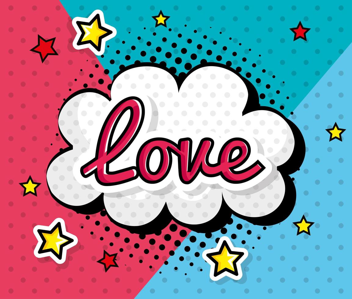 Liebeszeichen in Cloud-Pop-Art-Stil-Symbol vektor