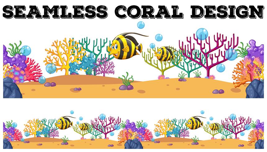 Nahtloses Korallenriff und Fische unter Wasser vektor