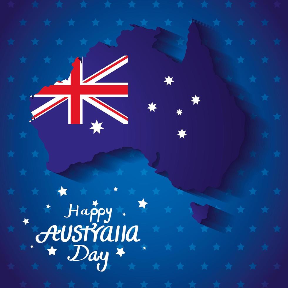glad australiens dag med karta och flagga vektor