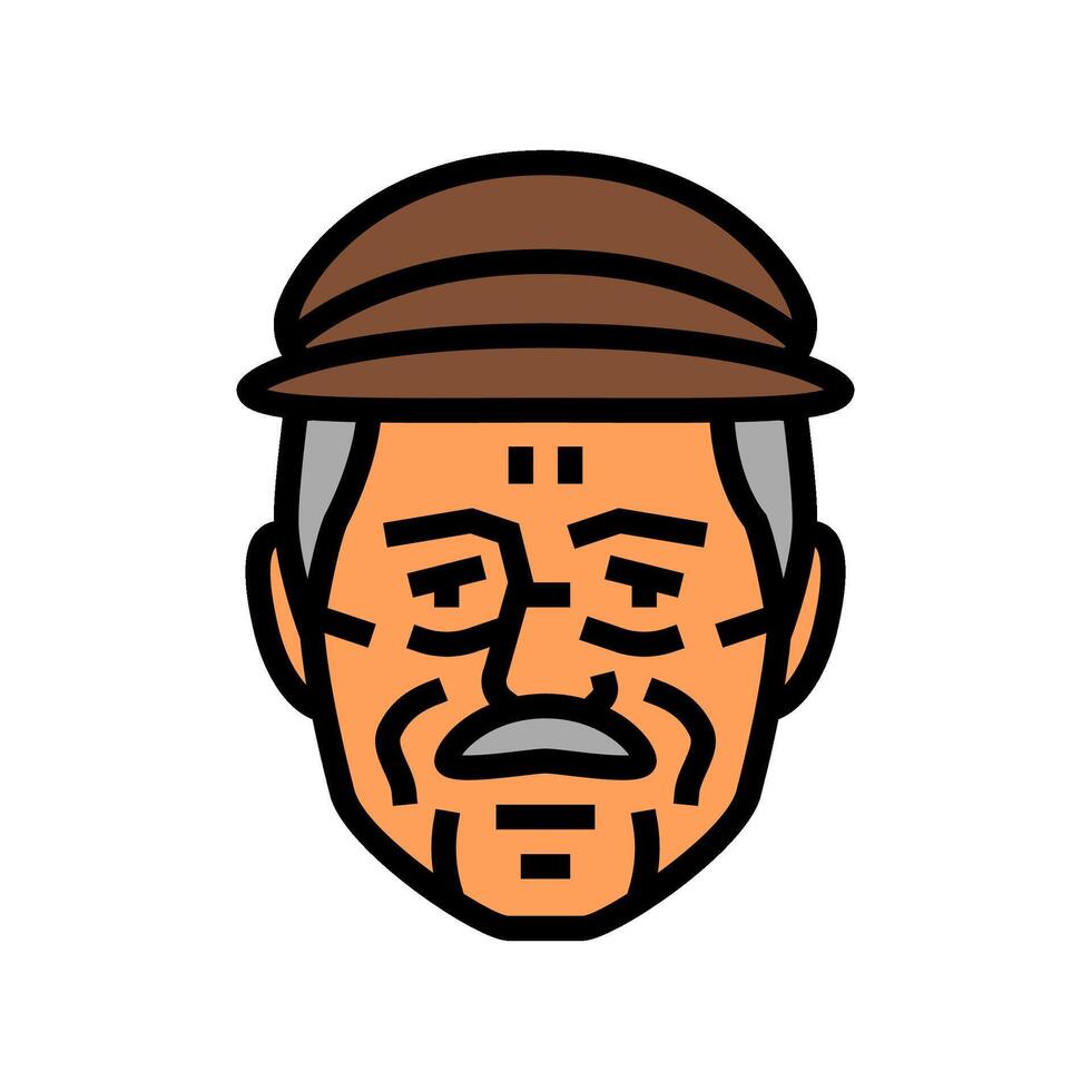 pensionär gammal man avatar Färg ikon illustration vektor