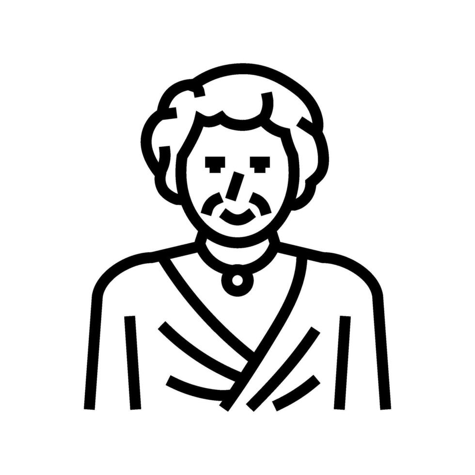 senior gammal kvinna linje ikon illustration vektor
