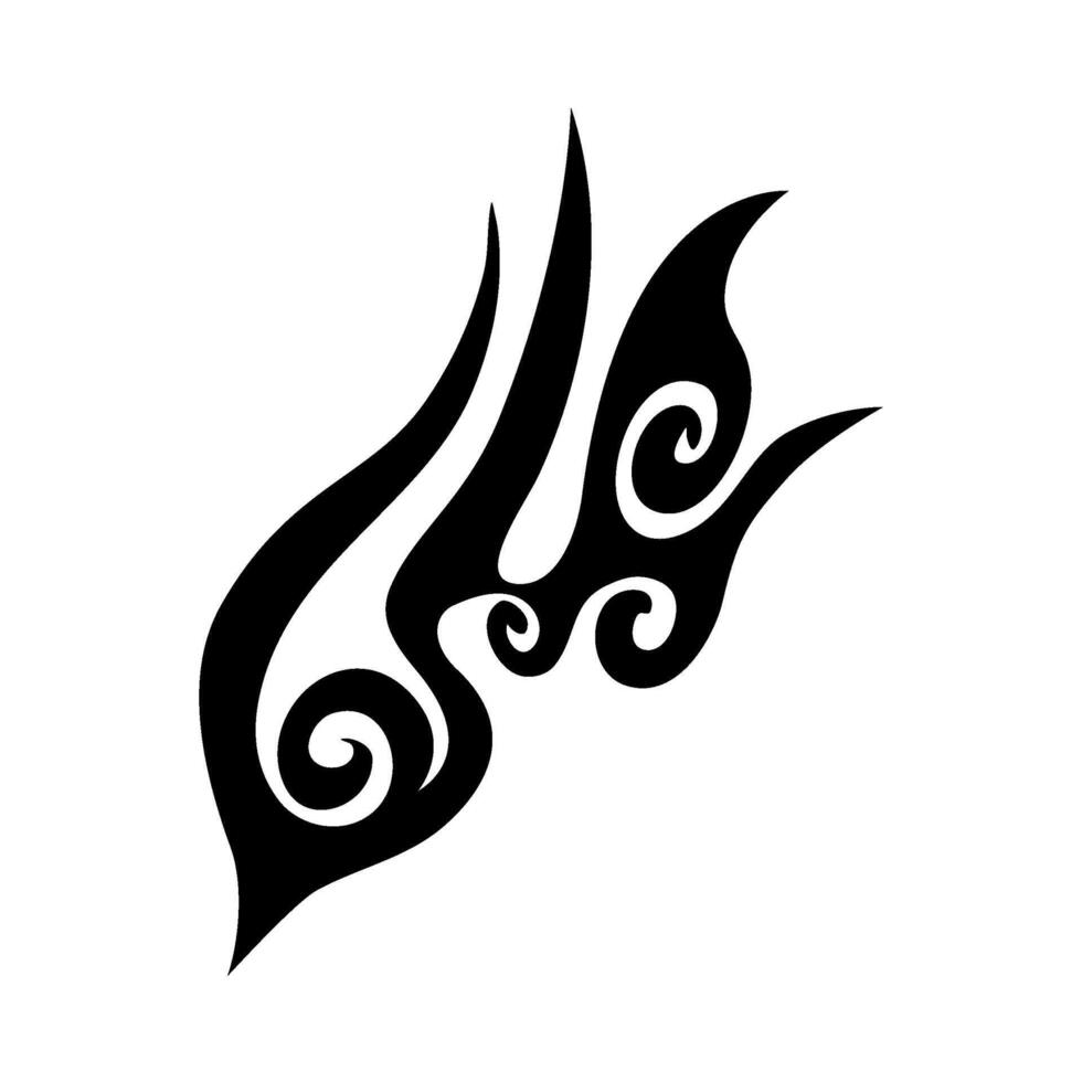 Flamme Abziehbild. Stammes- Feuer Symbol Design. Feuer Flamme Illustration. Stammes- Feuer Vinyl Aufkleber zum Transport. Verbrennung Element mit Kurven zum Fahrzeug. y2k gotisch Flamme Aufkleber. vektor